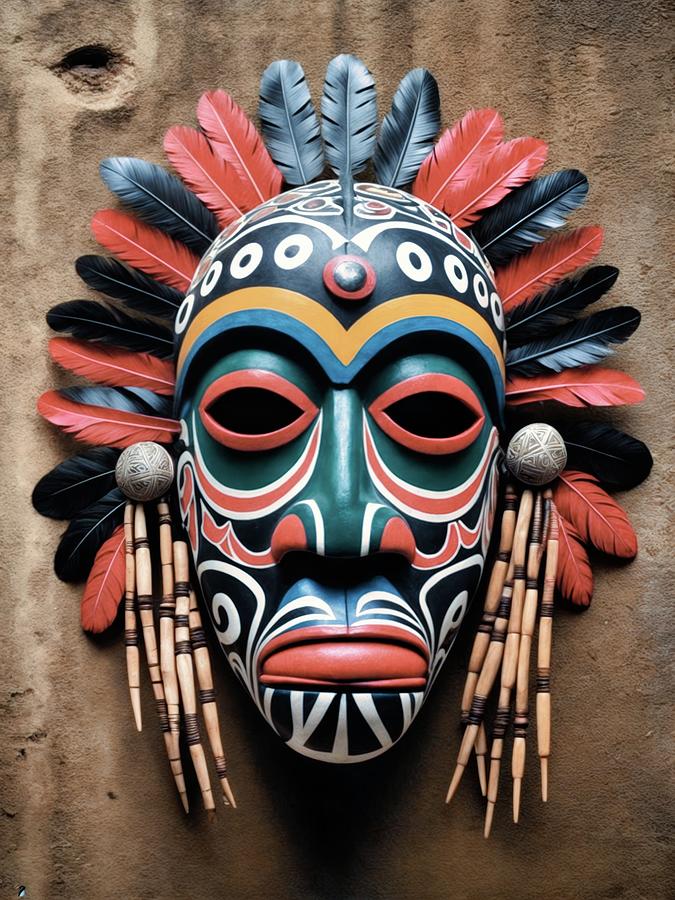 Ancient Warriors Digital Art - Tribal War Mask - Papua New Guinea - Resonance of the Ancients by Samuel HUYNH