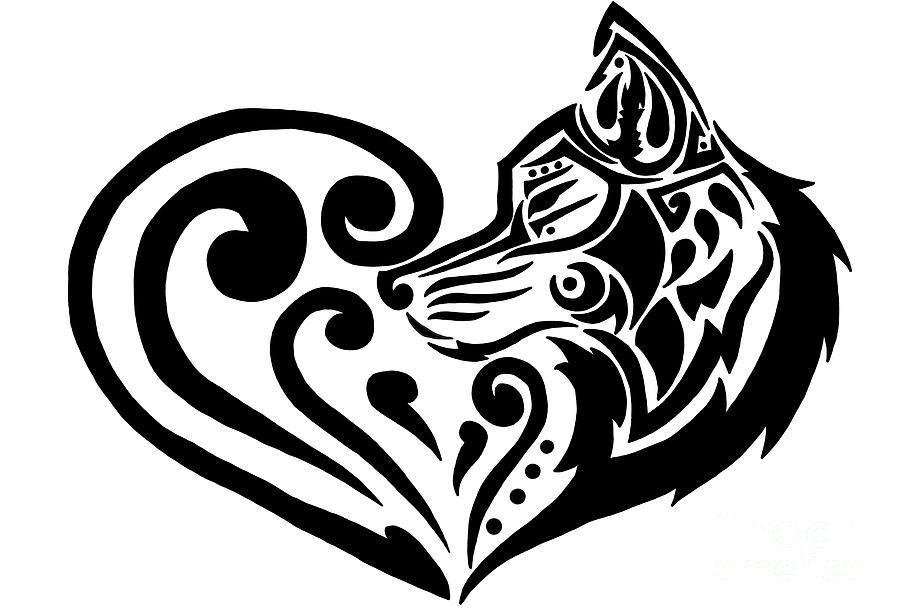 Tribal Wolf Heart Digital Art By Shania Bercier   Tribal Wolf Heart Shania Bercier 