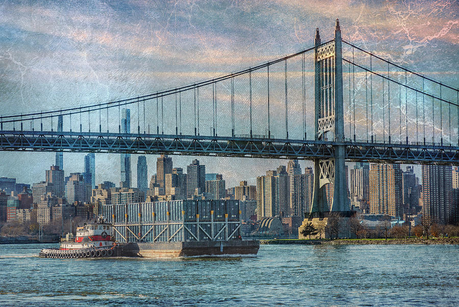 Triboro Bridge and Container Barge Photograph by Cate Franklyn