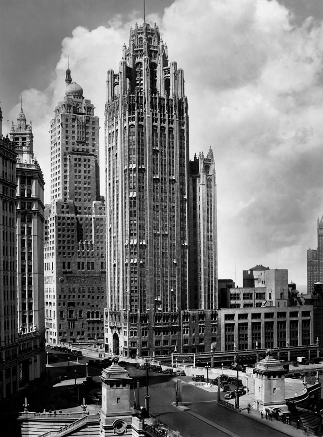Tribune Tower Building - Chicago 1931 Photograph by War Is Hell Store