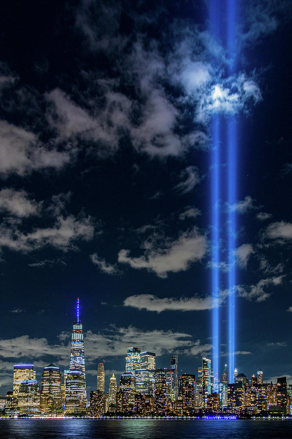 Tribute In Lights From Liberty State Park Photograph by Kristia Adams