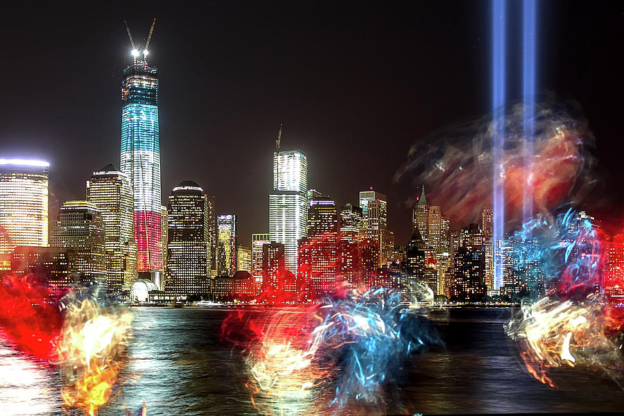 Tribute in lights NYC New York  Photograph by Habib Ayat
