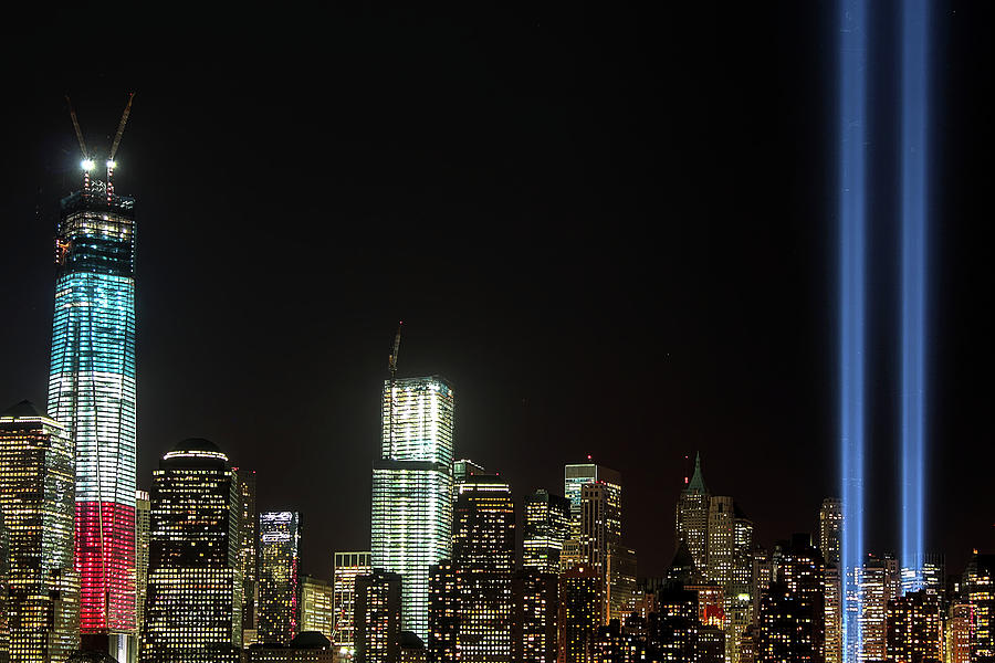 Tribute in lights world trade center NYC Photograph by Habib Ayat