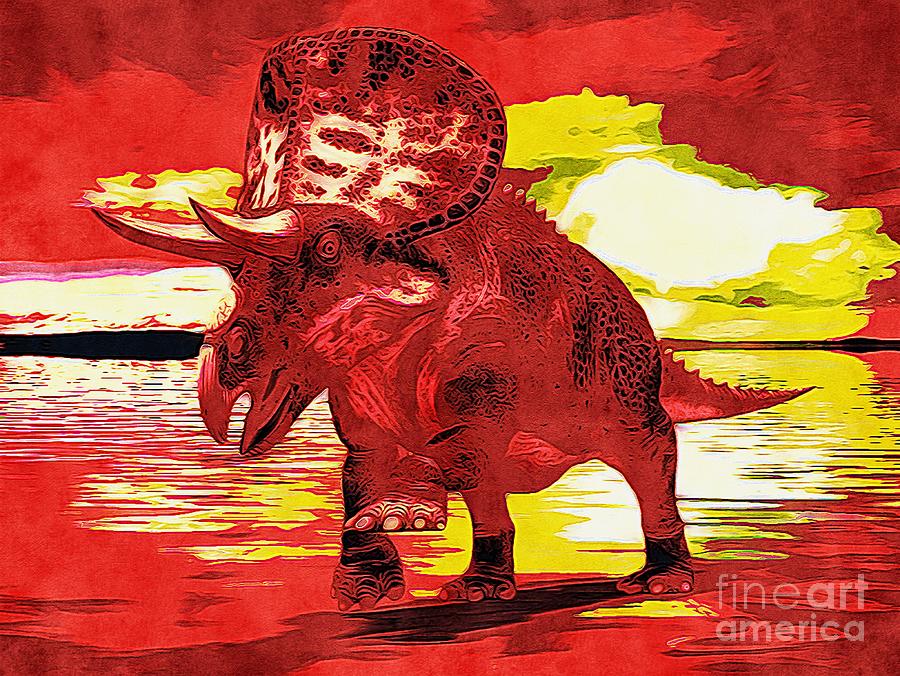 Triceratops Dinosaur Digital Art 01 Digital Art by Douglas Brown