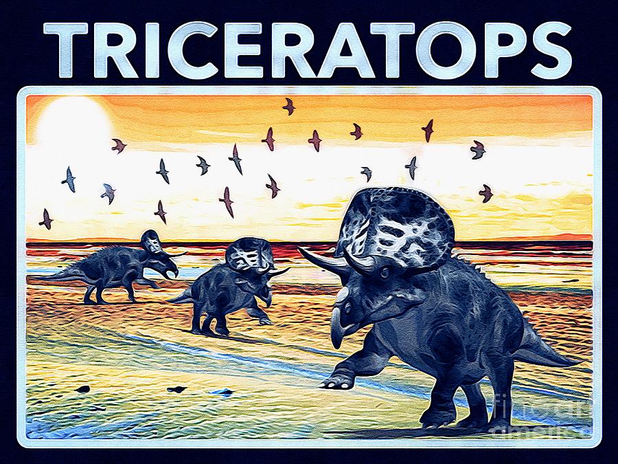 Triceratops Dinosaur pr02 Digital Art by Douglas Brown