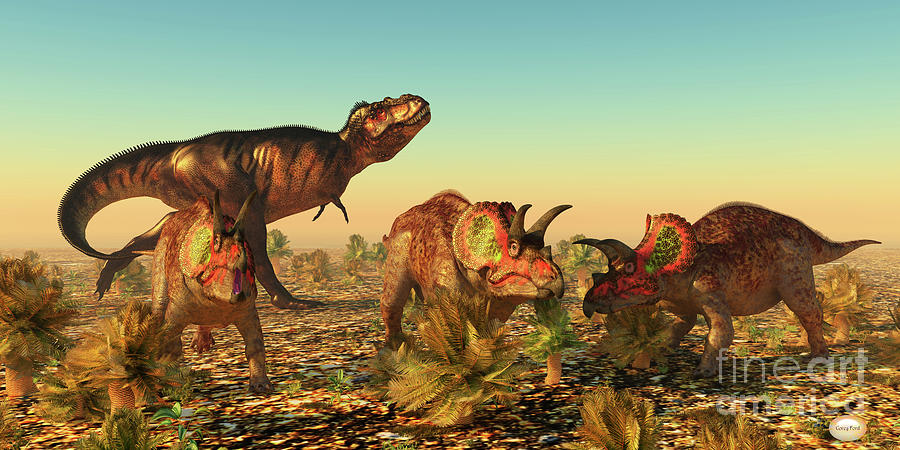 Triceratops Dinosaurs In Danger Digital Art