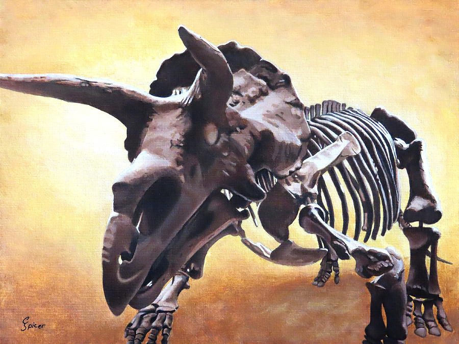 Triceratops Skeleton Painting by Christopher Spicer