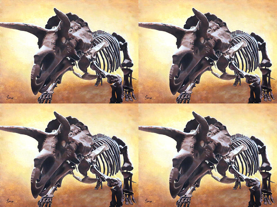Triceratops Skeleton - Quad Painting by Christopher Spicer