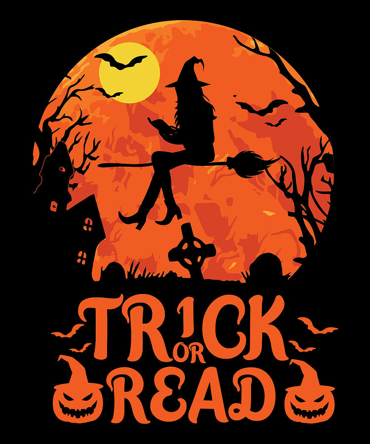 Trick or read halloween reading lover Digital Art by Norman W Fine