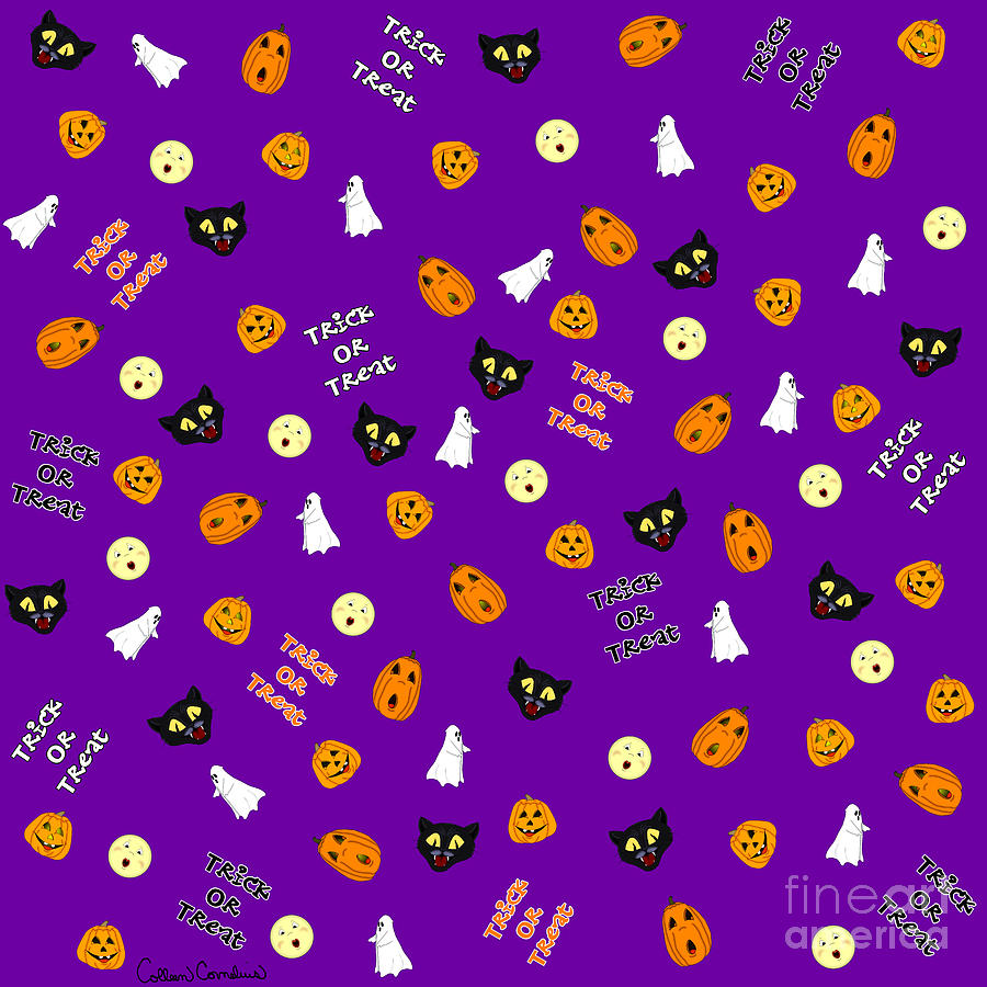 Trick or Treat All Over Pattern Digital Art by Colleen Cornelius