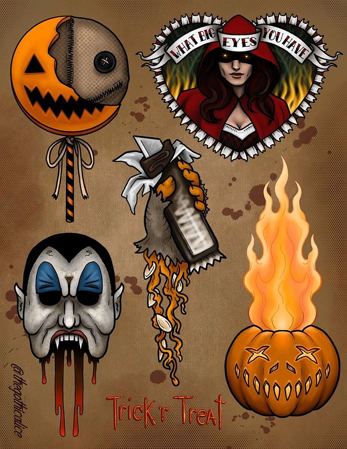 Scary Clown Creative Tattoo Design Wall Art Horror Movie Poster and Prints  Vintage Kraft Paper Painting Wall Stickers Home Decor   AliExpress Mobile