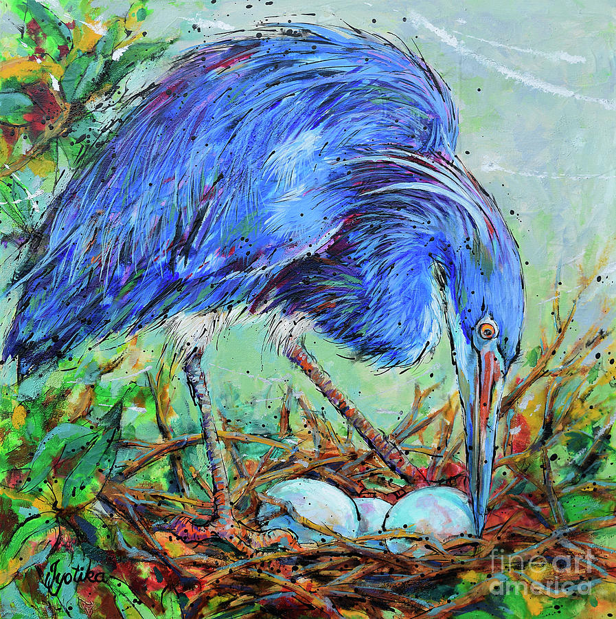 Nesting Tricolored Heron Painting by Jyotika Shroff