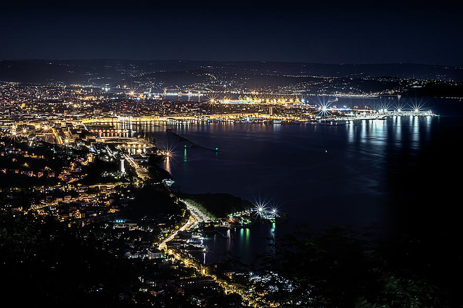 Trieste by night Photograph by Wolfgang Stocker