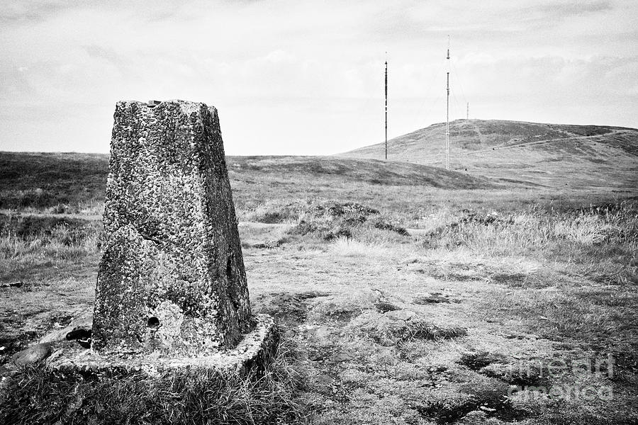 trig point on summit of black mountain with Black mountain transmitting