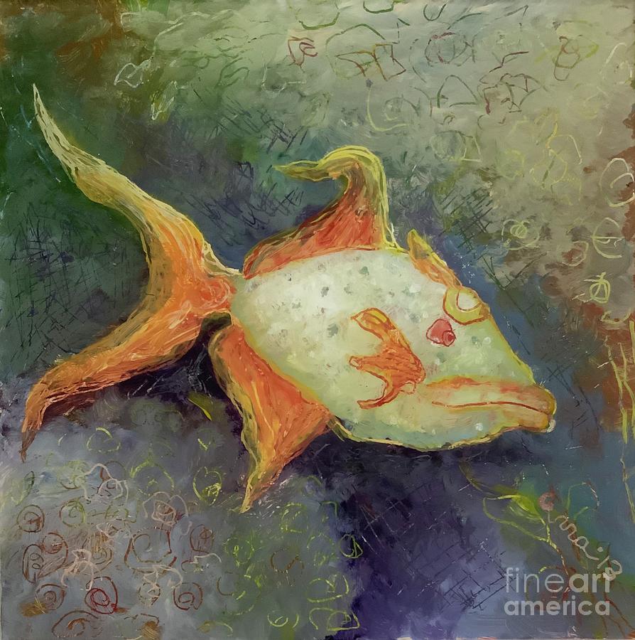 Triggerfish Painting - Triggerfish by Anna Skaradzinska