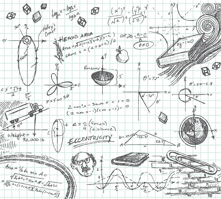 Trigonometry Math Class doodle Drawing by Dddb
