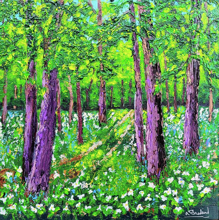 Trillium Painting by Ann Frederick