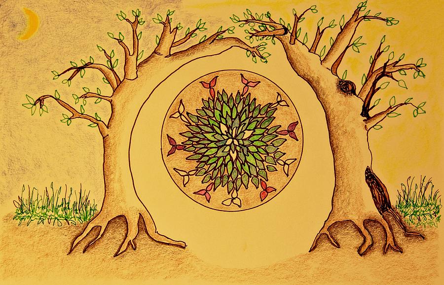 Trillium Circle Drawing by Karen Nice-Webb