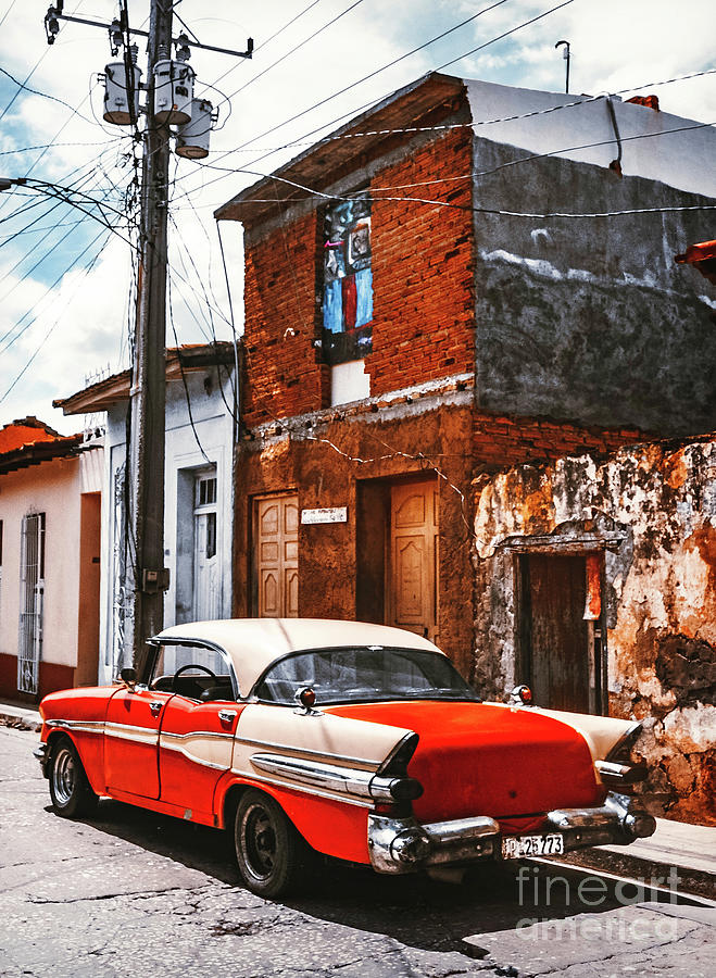 Classic Cuba - Red Classic Car I Photograph by Chris Andruskiewicz