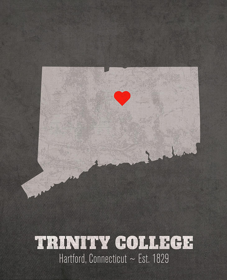 Hartford Mixed Media - Trinity College Hartford Connecticut Founded Date Heart Map by Design Turnpike