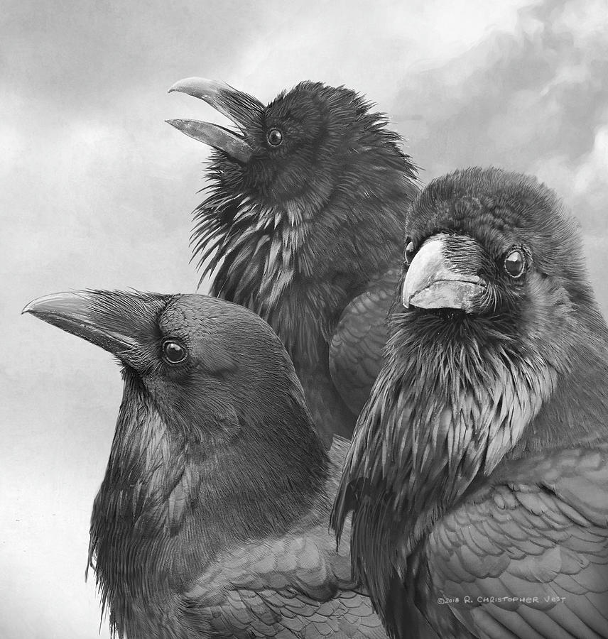 Ученики ворона 3. Три ворона. Три ворона арт. Три вороны арт. Три вороны картина.