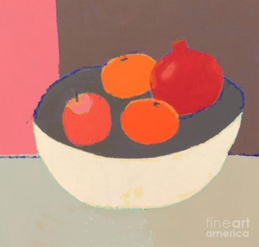 Tripical fruits in a bowl - abstract Painting by Vesna Antic