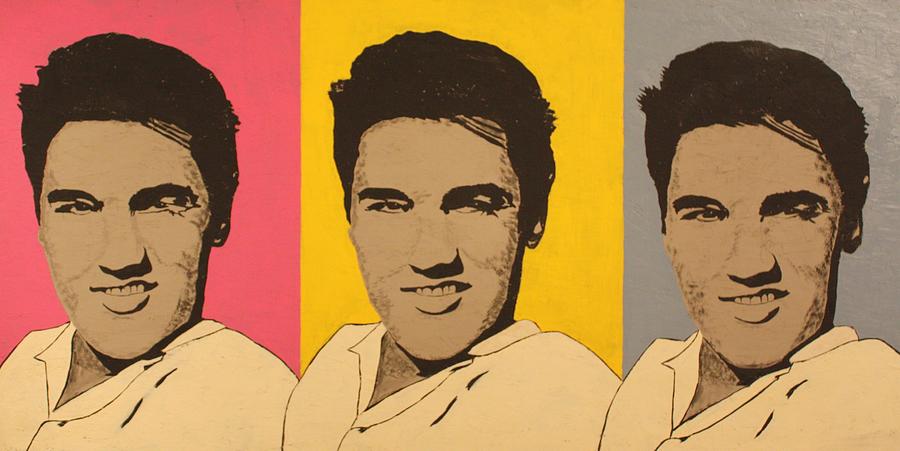 Triple Elvis Painting by Ralph LeCompte