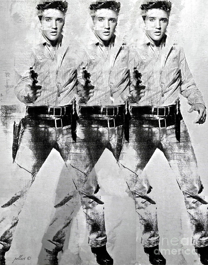 Triple Elvis, recreation cover Mixed Media by Thomas Pollart