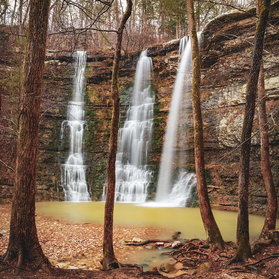 Triple Falls In The Arkansas Ozarks 1x1 Photograph by Gregory Ballos