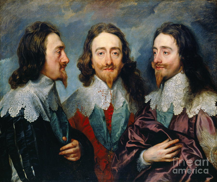 Triple portrait of Charles I Painting by Sir Anthony van Dyck