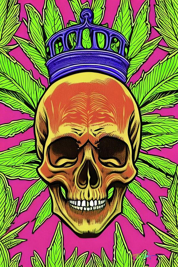 Trippy Cannabis Comic Skulls 41 Digital Art by Benito Del Ray - Fine ...