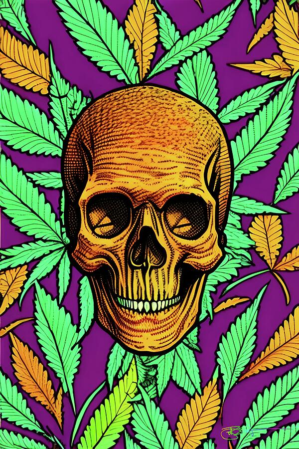 Trippy Cannabis Comic Skulls 8 Digital Art by Benito Del Ray - Fine Art ...