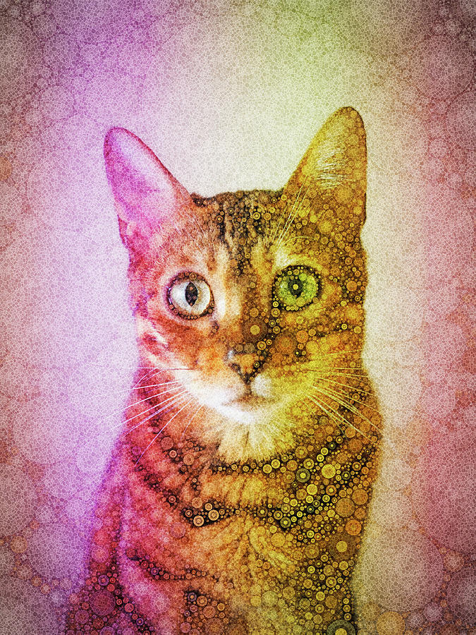 Trippy colorful Cat Portrait 01 Digital Art by Matthias Hauser