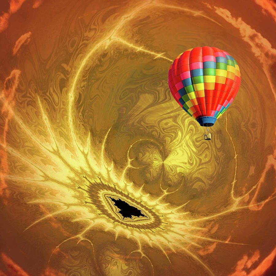 Trippy Fractal Art with a Hot-Air Balloon Digital Art by Matthias Hauser
