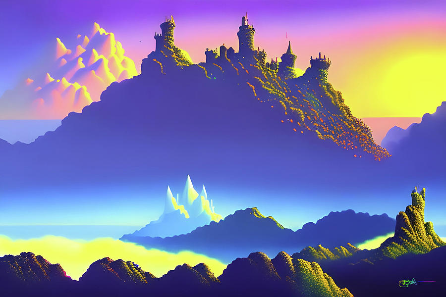 Trippy Sky Kingdom Fantasy 47 Digital Art by Benito Del Ray - Fine Art ...