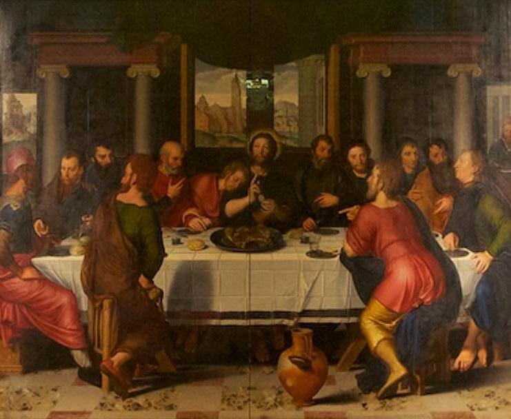 Triptych Last Supper Meeting of Abraham and Melchidesek and Elia under