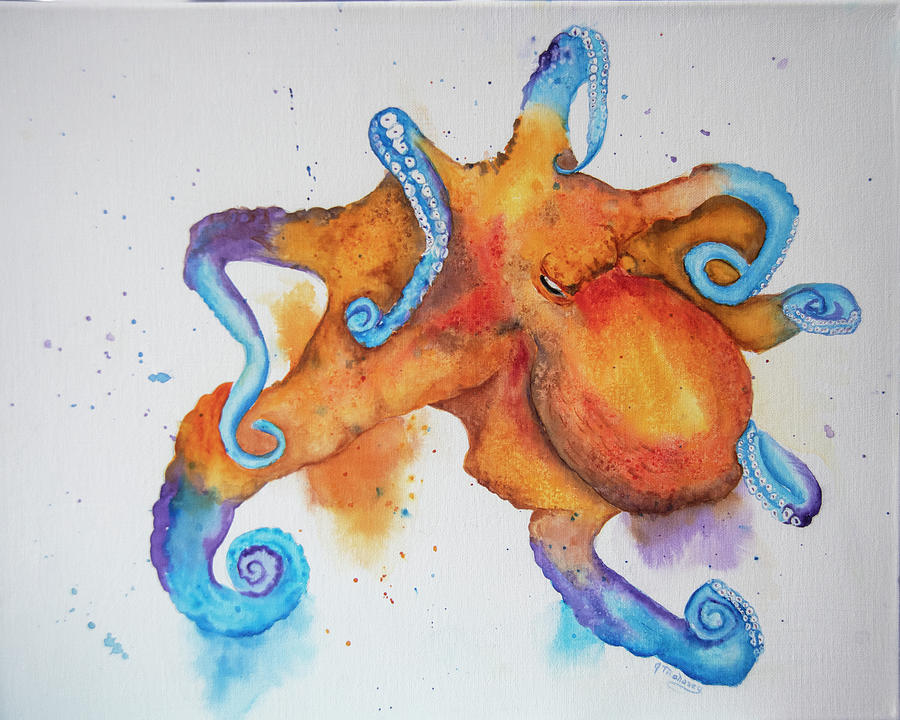 TriTone Octopus Painting by Jeanette Mahoney