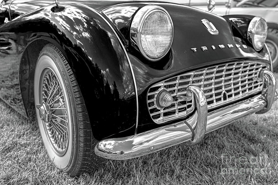 Triumph Classic Car in Black and White Photograph by Edward Fielding