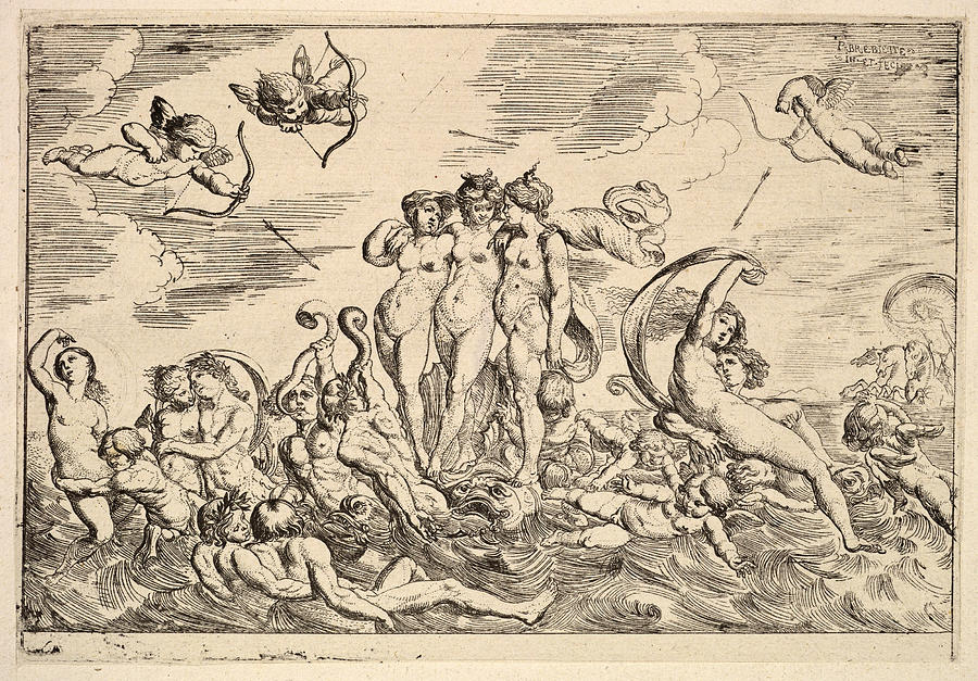 Triumph of Galatea  Drawing by Pierre Brebiette