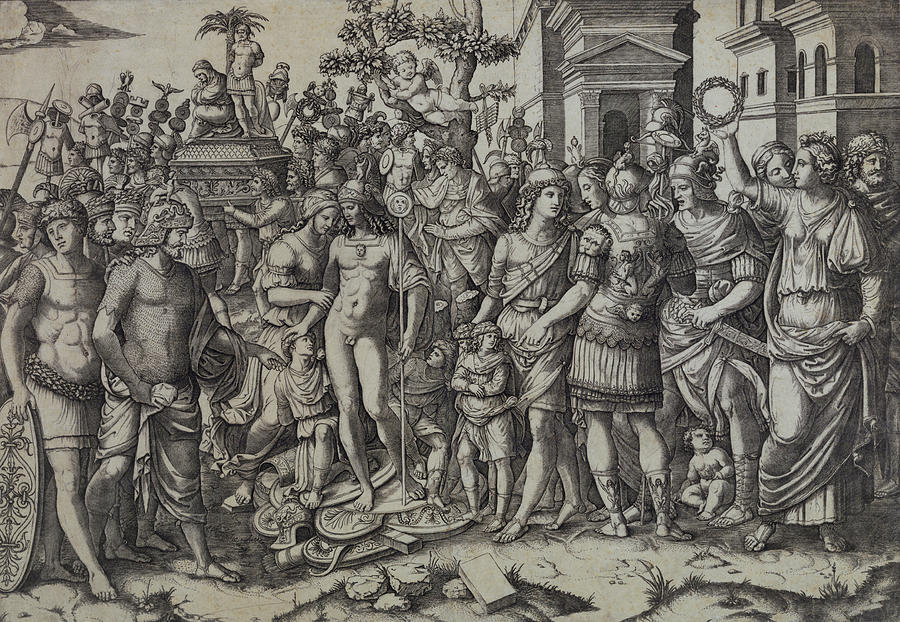 Triumph of Titus Drawing by Marc Antonio Raimondi - Fine Art America