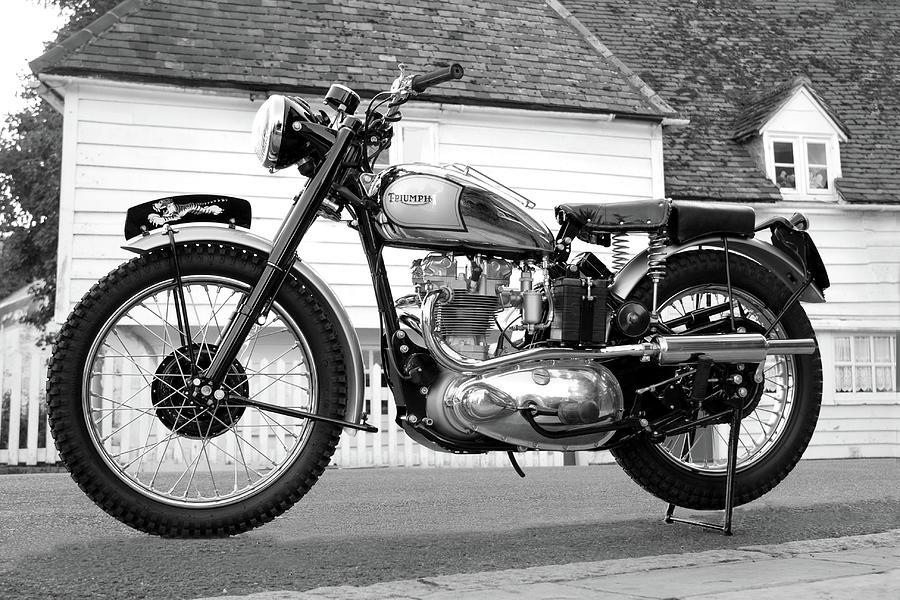 Black And White Photograph - Triumph Trophy 1952 by Mark Rogan