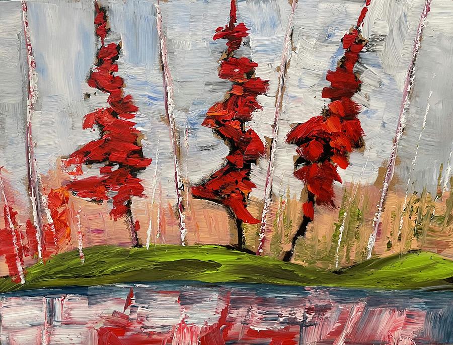Trois en Rouge  Painting by Desmond Raymond