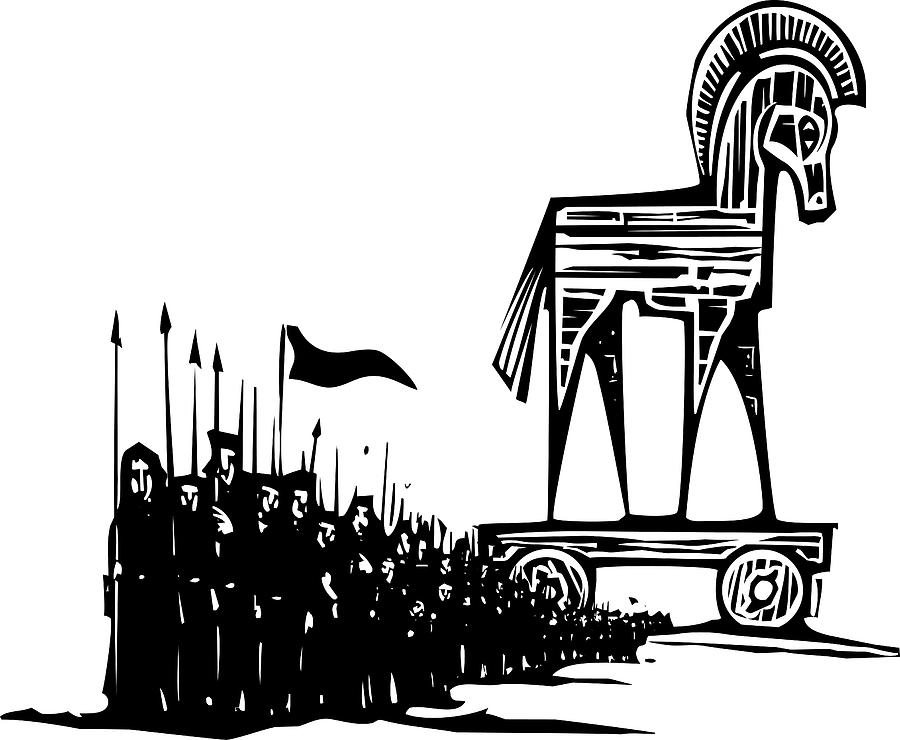 Trojan Horse Army Drawing by Jeffrey Thompson