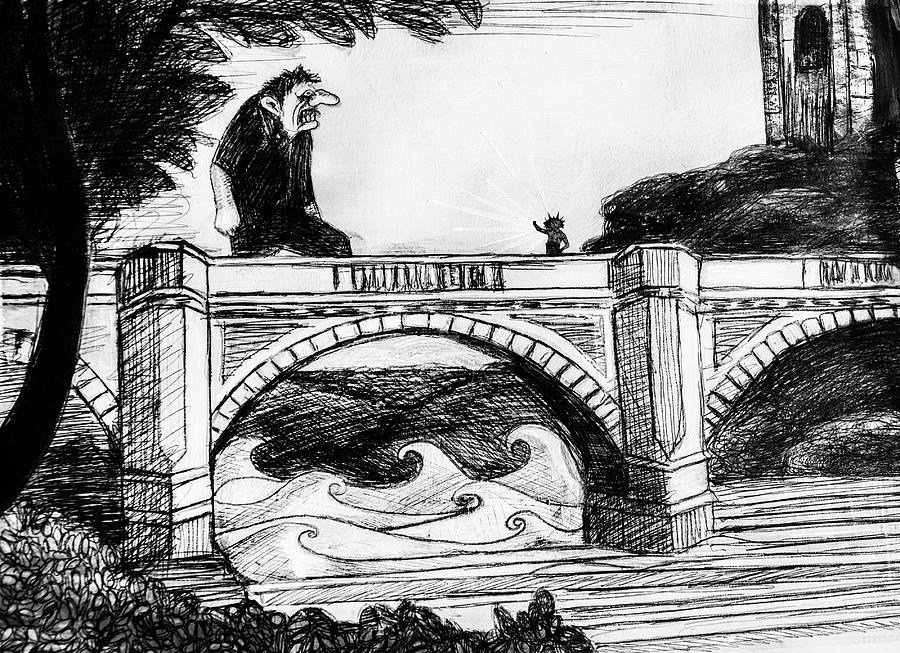 Troll On Bridge Painting by Stephen Humphries