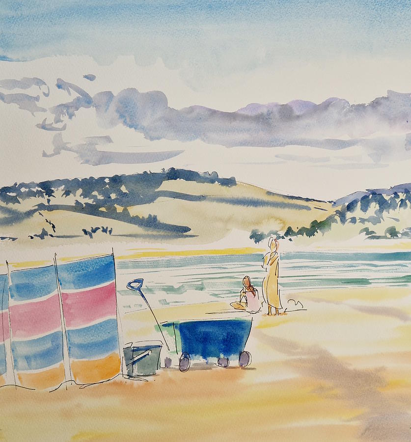 Exmouth beach painting Painting by Mike Jory