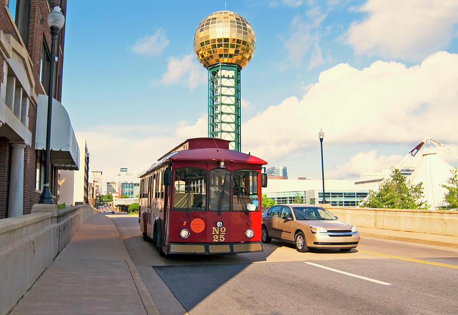 Trolley Car and Sunsphere Photograph by Bob Pardue