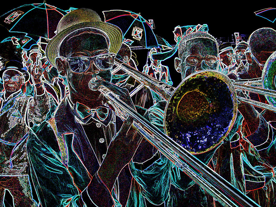 Trombone Jive Mixed Media by Andrew Hewett