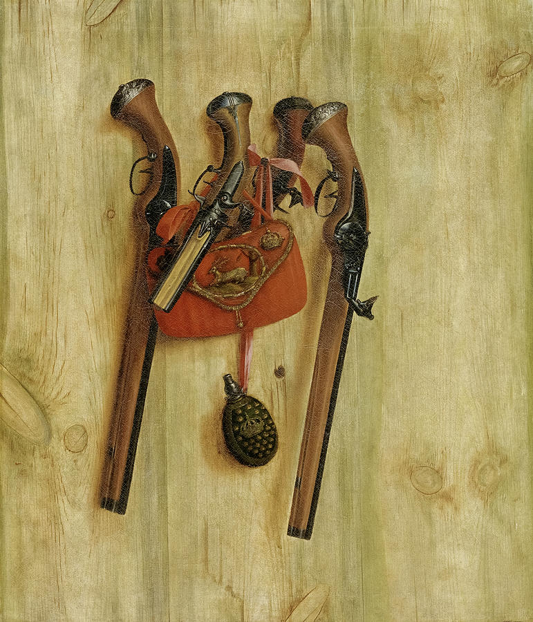 Trompe l'Oeil with Pistols Painting by Cornelius Norbertus Gijsbrechts -  Pixels