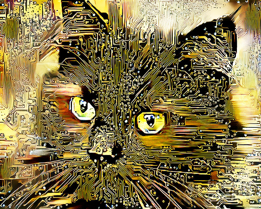 Tron Cat In The Machine in Contemporary Vibrant Colors 20201004 v1 Photograph by Wingsdomain Art and Photography