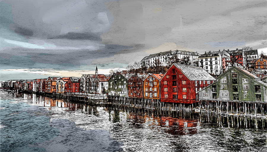 Trondheim Norway - DWP2074284 Painting by Dean Wittle